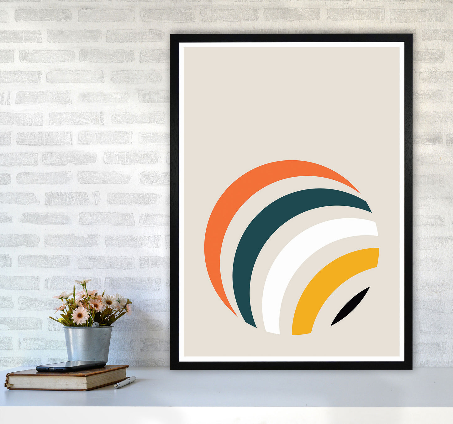 Retro Geometric Circle 1 Art Print by Jason Stanley A1 White Frame