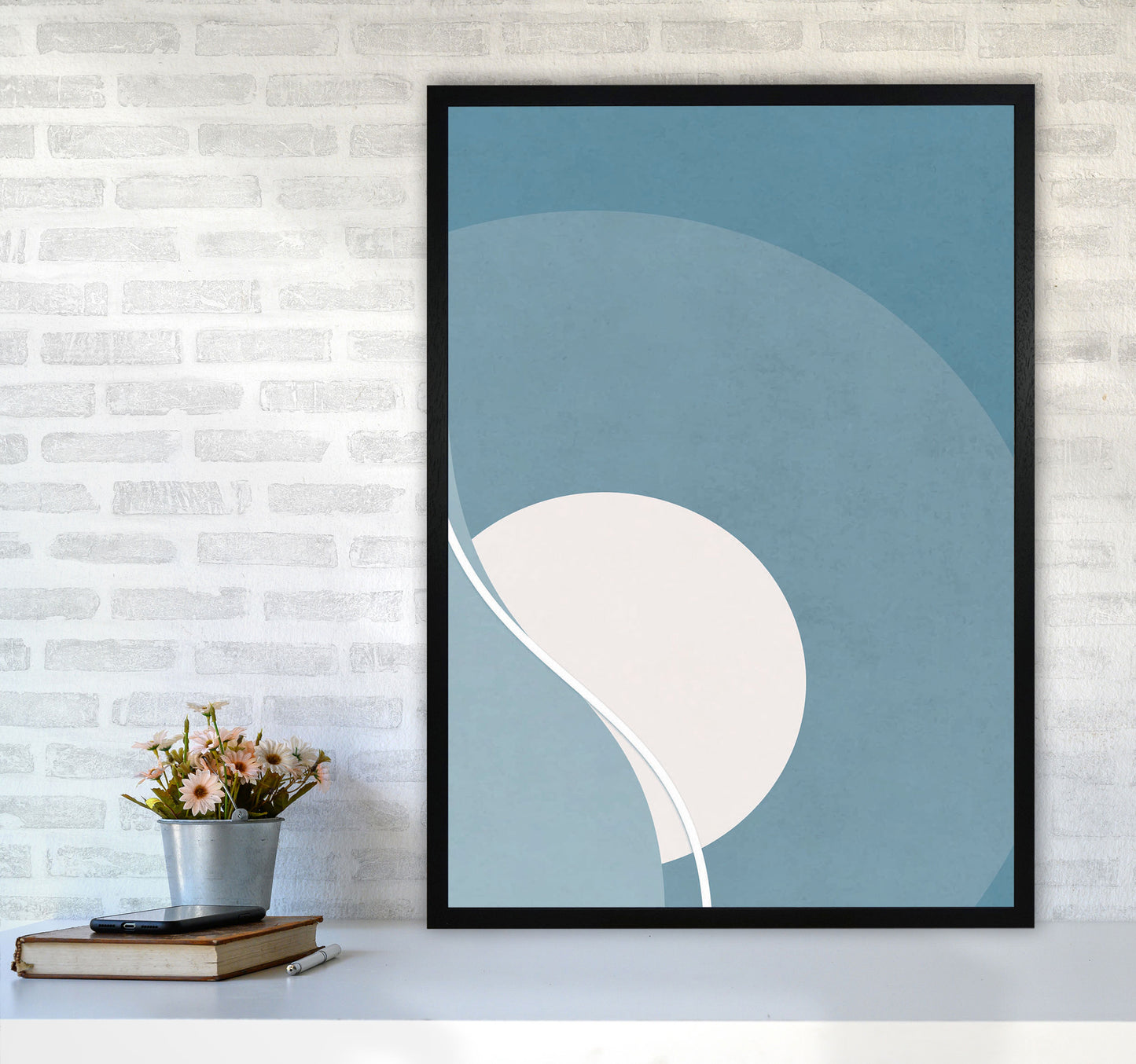 Retro Moon Landscape Art Print by Jason Stanley A1 White Frame