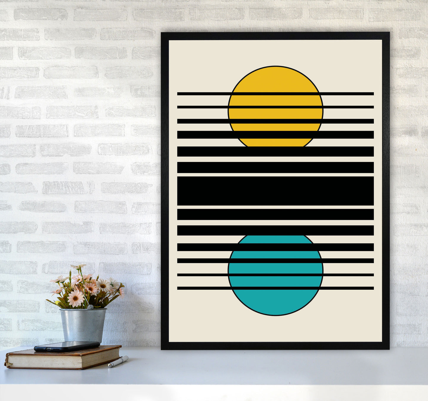 Geometric Suns III Art Print by Jason Stanley A1 White Frame