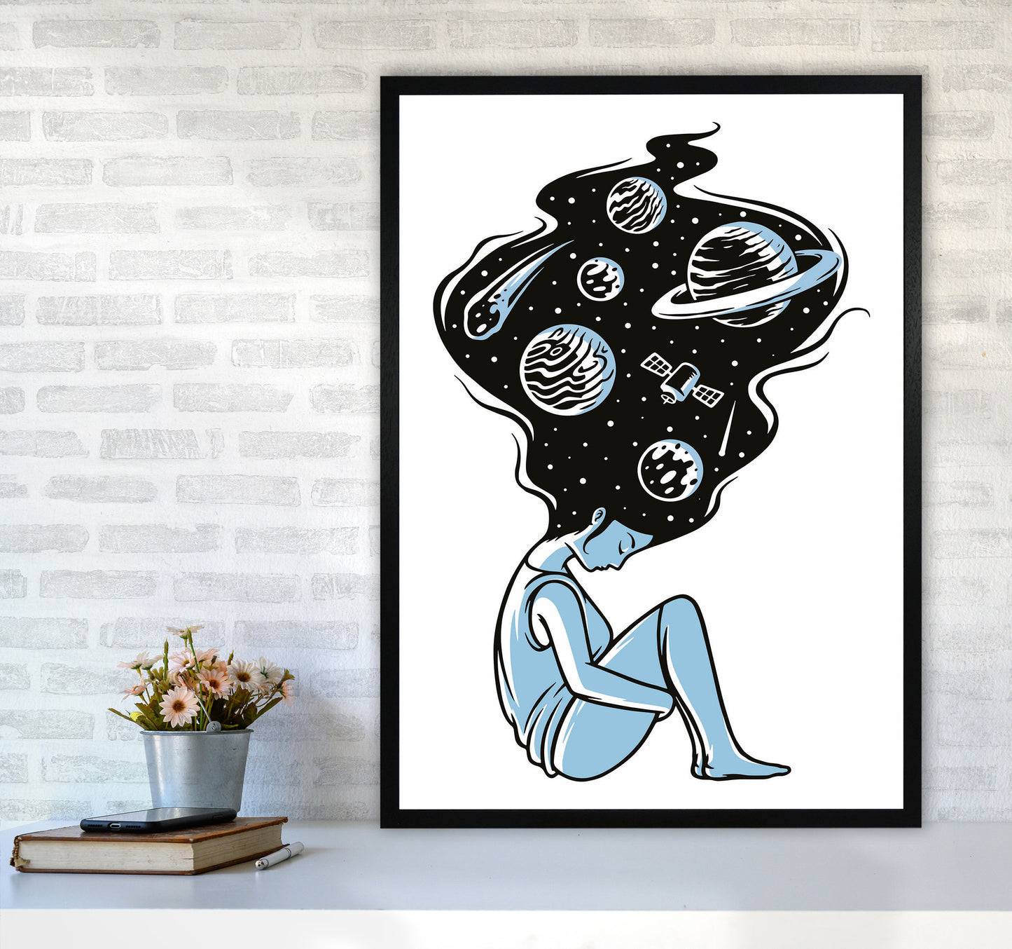 Head In The Clouds Art Print by Jason Stanley A1 White Frame