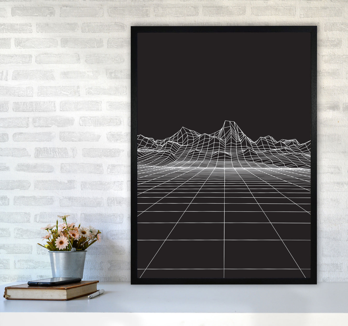 Line Mountains #2 Art Print by Jason Stanley A1 White Frame