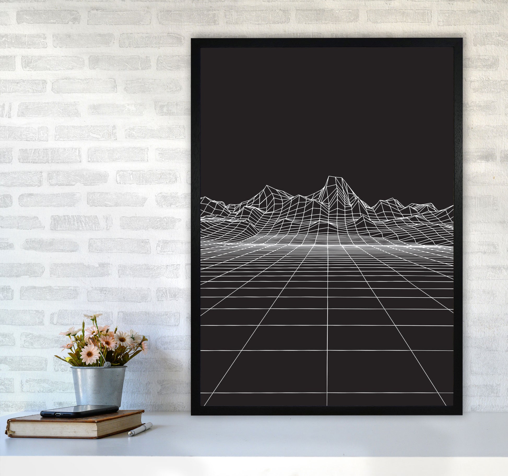 Line Mountains #2 Art Print by Jason Stanley A1 White Frame