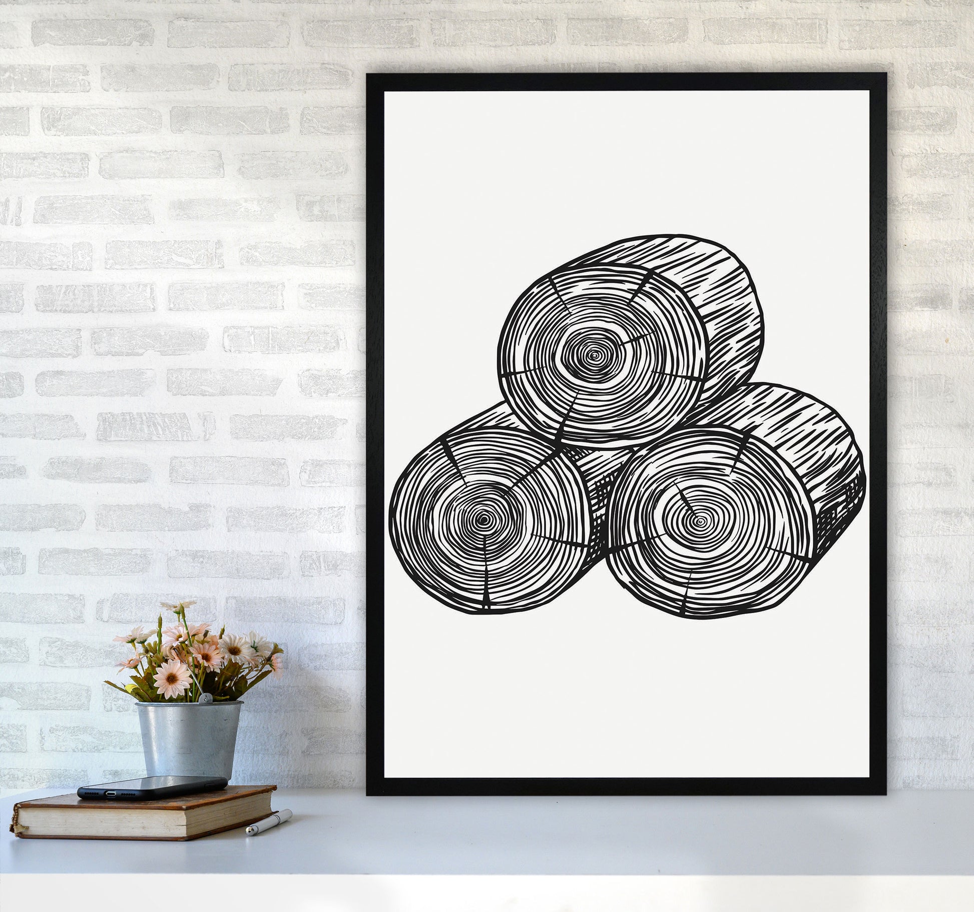 Stack O' Firewood Art Print by Jason Stanley A1 White Frame