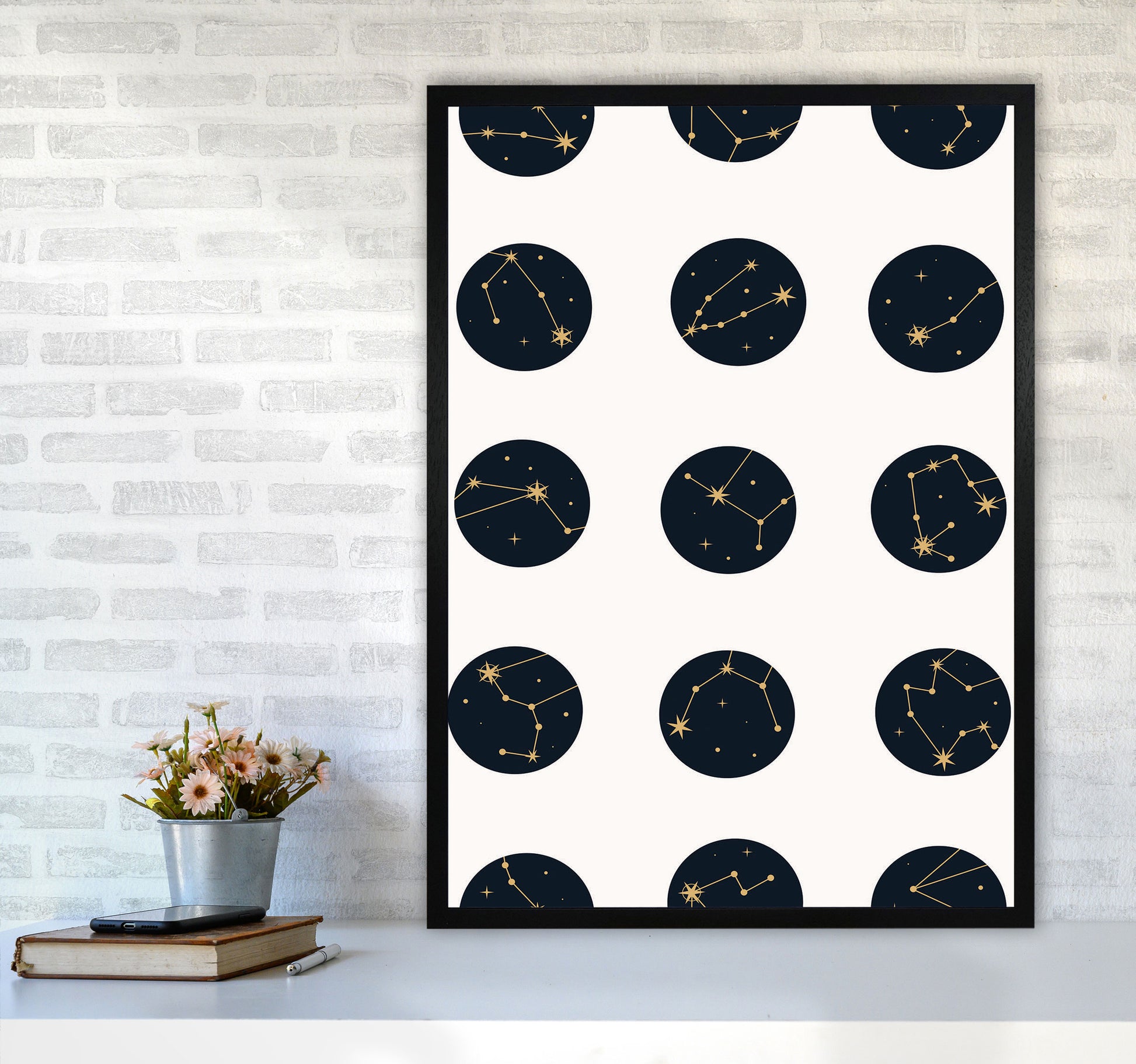 Constellations Art Print by Jason Stanley A1 White Frame