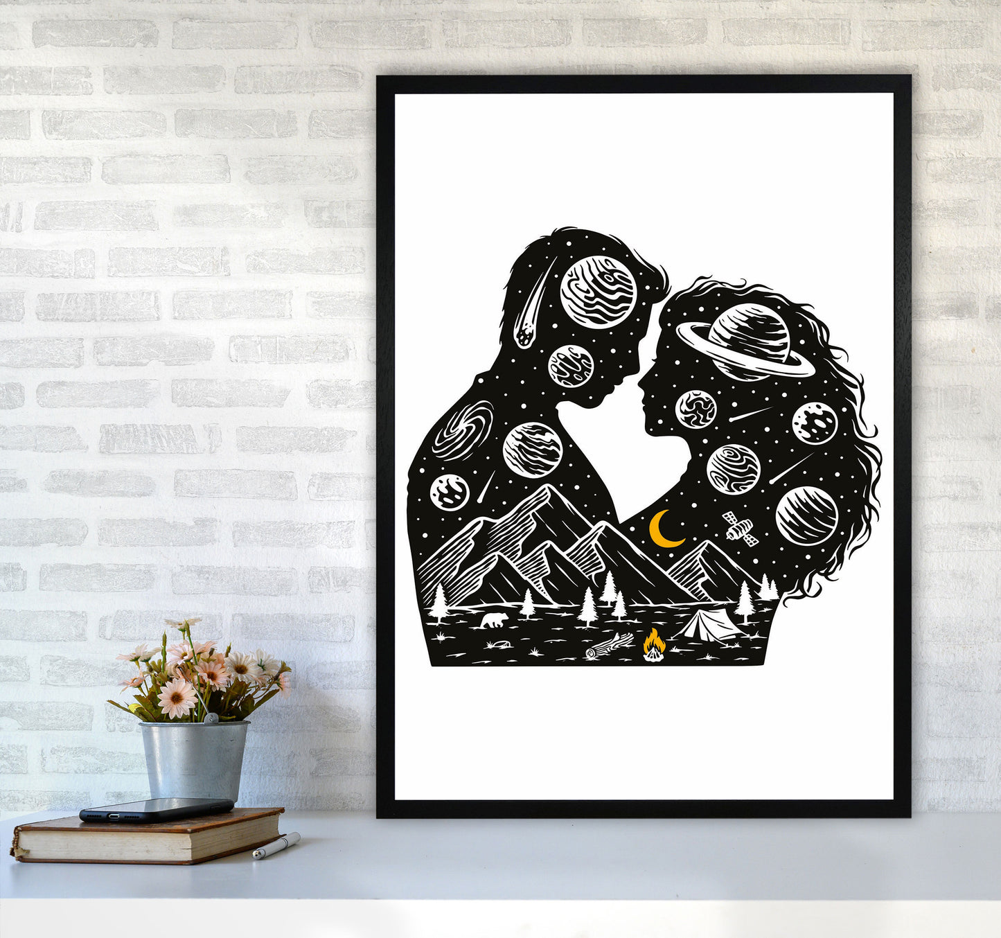 Galactic Love Art Print by Jason Stanley A1 White Frame