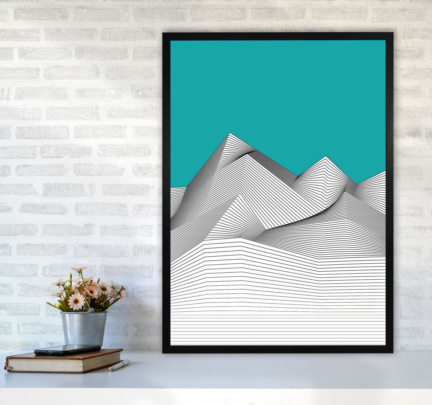 Blue Mountain Art Print by Jason Stanley A1 White Frame