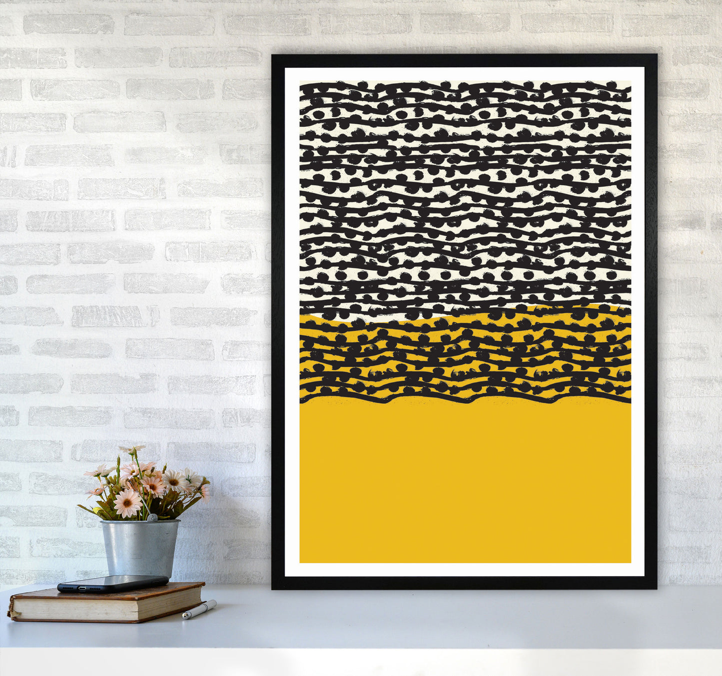 Yellow Vibe Art Print by Jason Stanley A1 White Frame