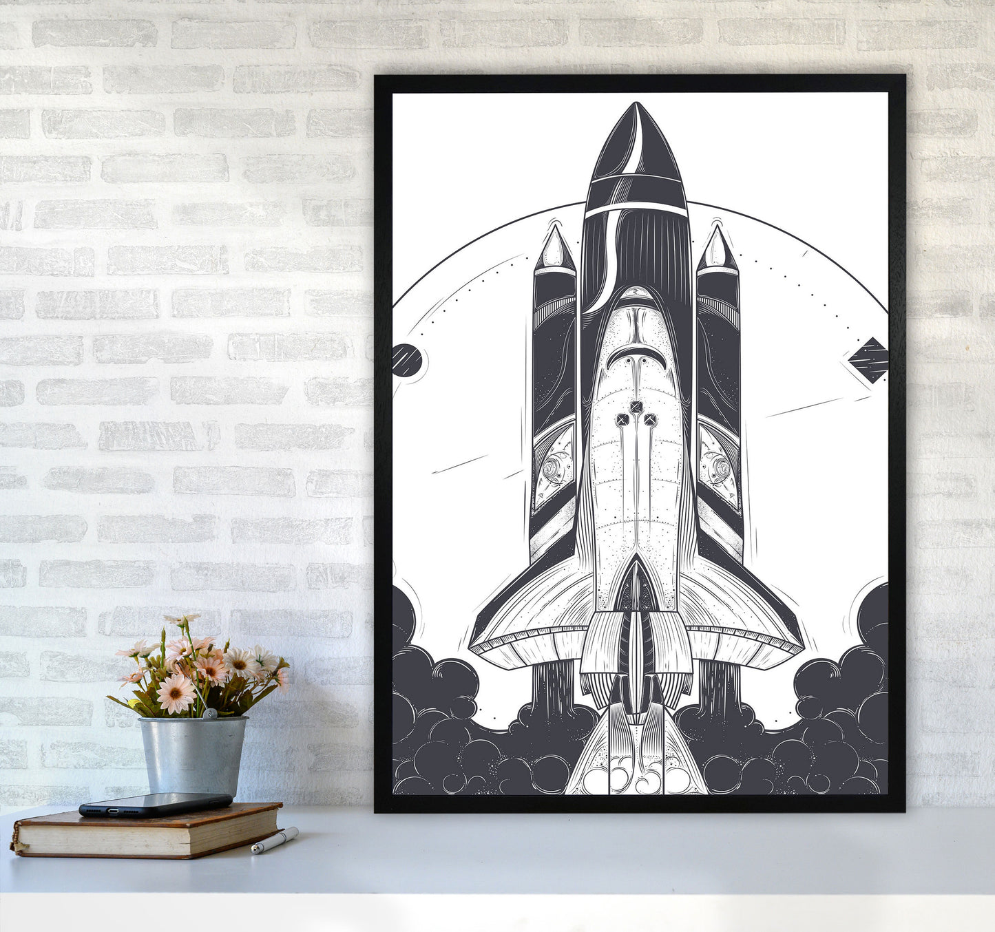 Blastoff! Art Print by Jason Stanley A1 White Frame