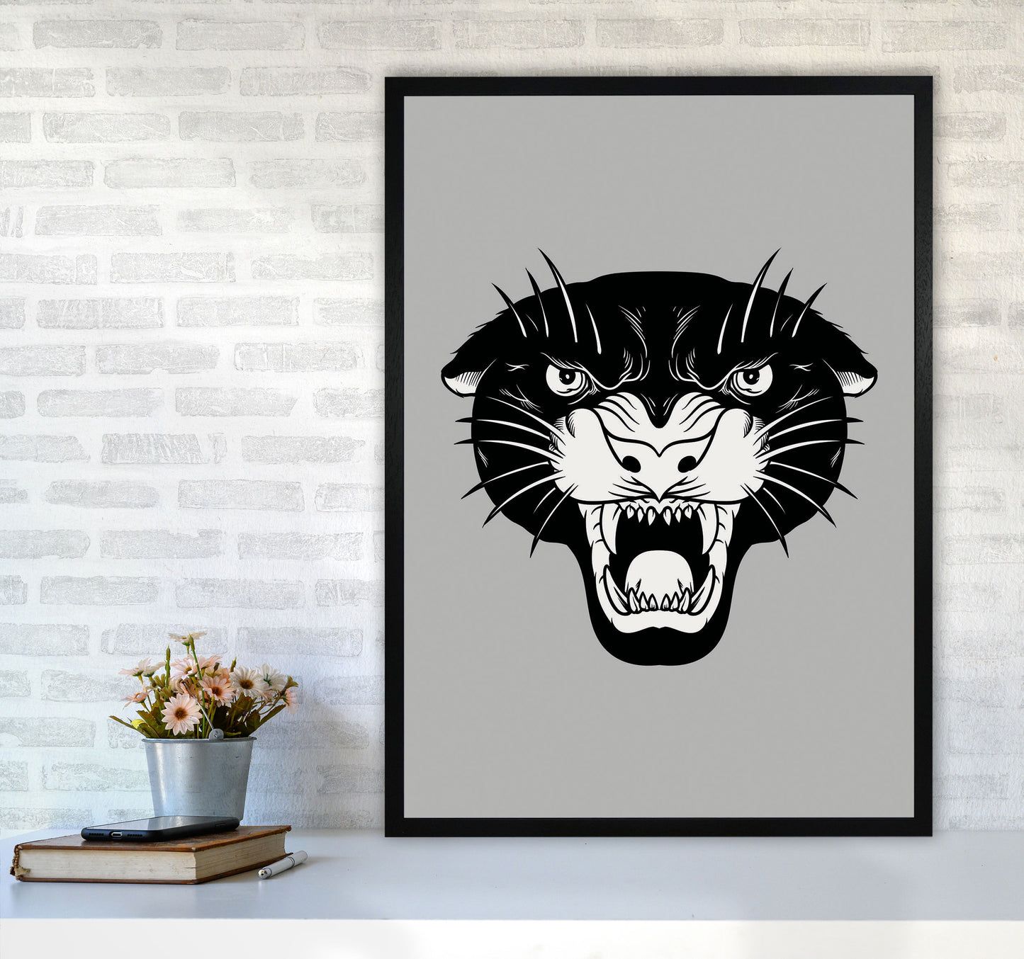 Vintage Panther Art Print by Jason Stanley A1 White Frame