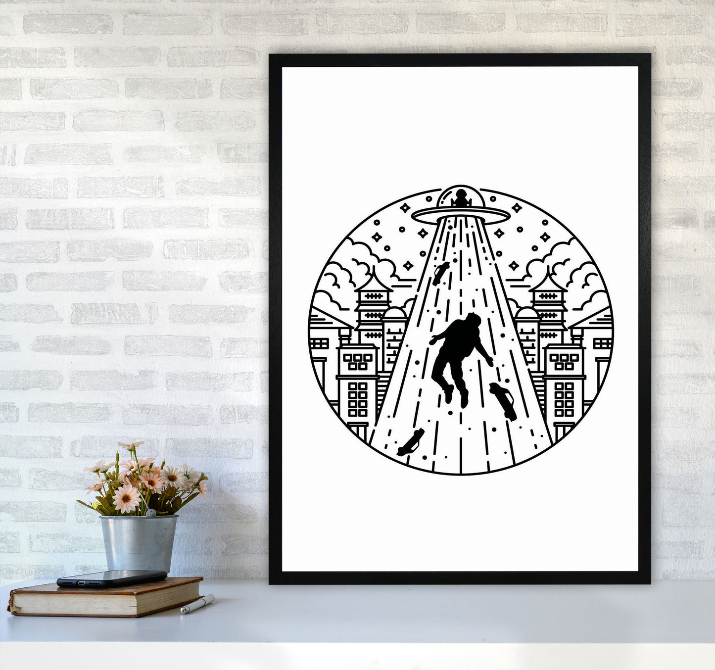 Alien Invasion Art Print by Jason Stanley A1 White Frame