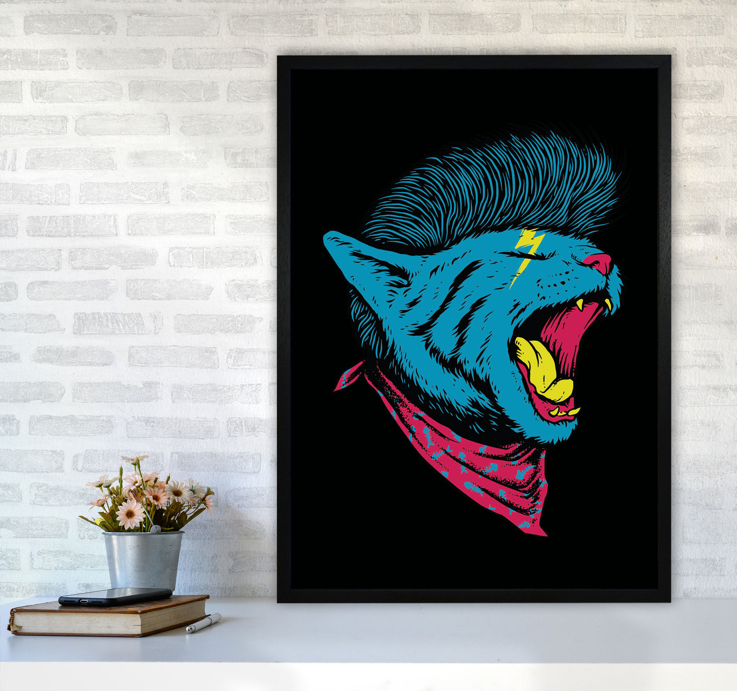 The Killer Cat Art Print by Jason Stanley A1 White Frame