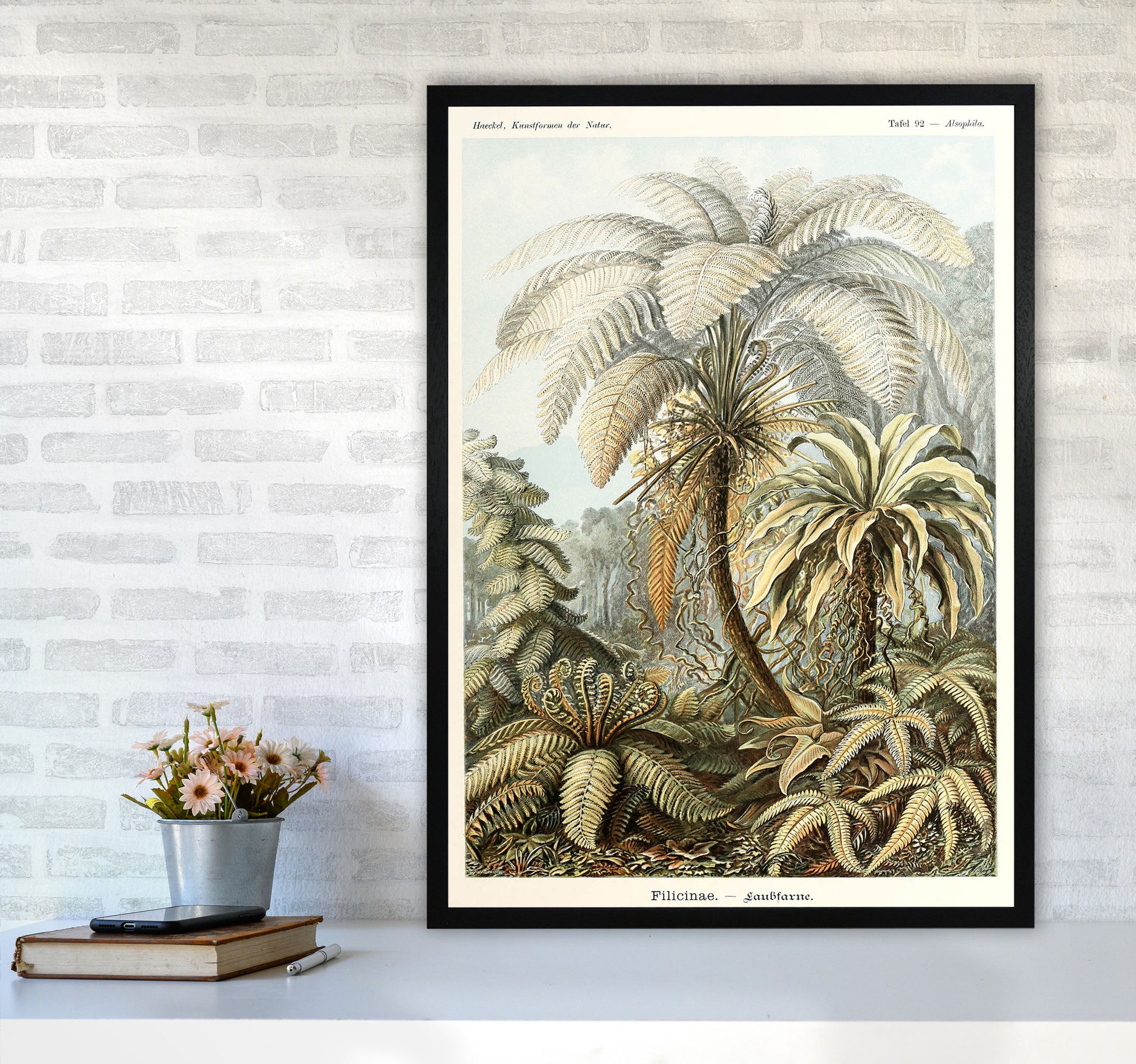 Vintage Jungle Illustration Art Print by Jason Stanley A1 White Frame