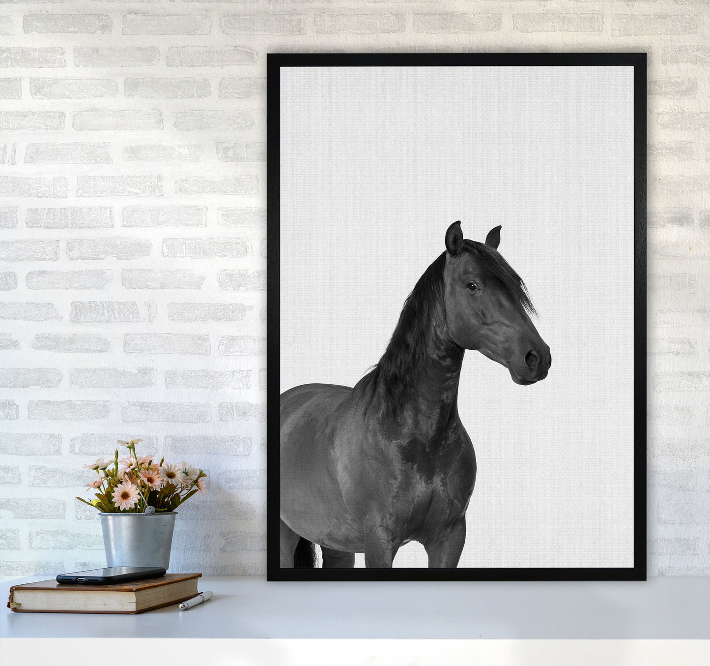 The Dark Horse Rides At Night Art Print by Jason Stanley A1 White Frame