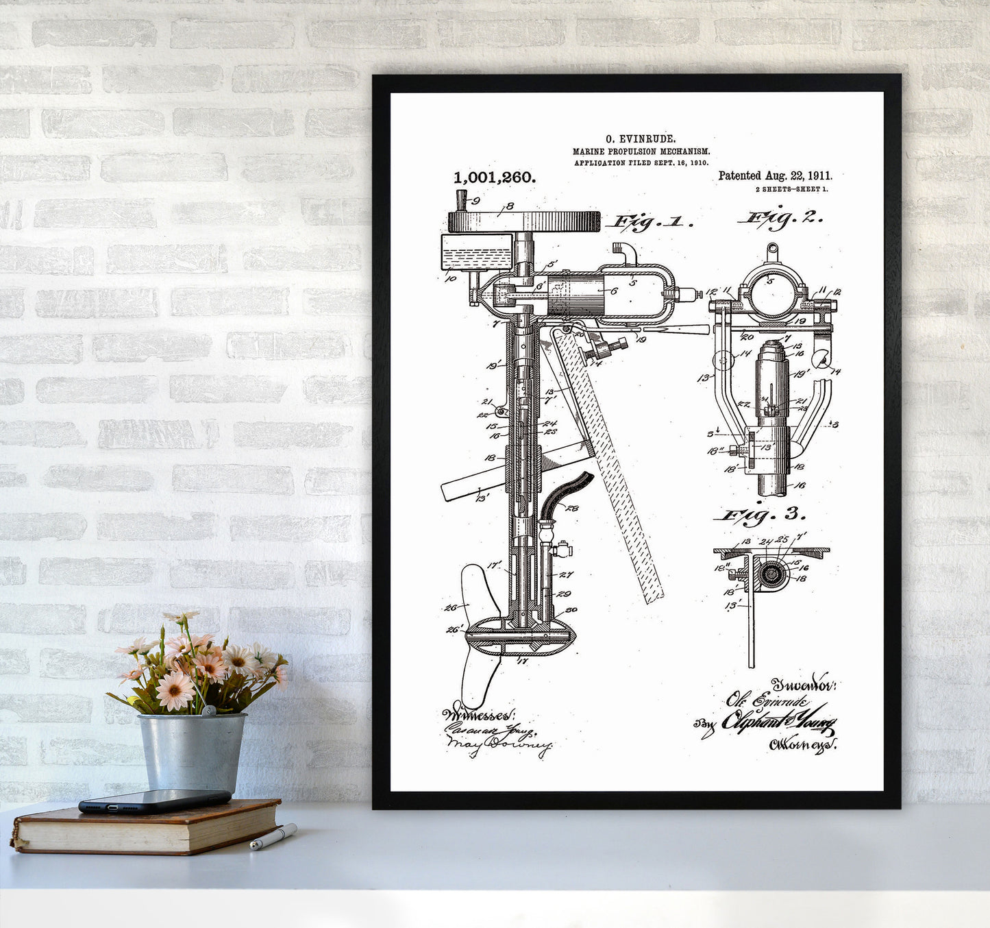 Outboard Boat Propeller Patent Art Print by Jason Stanley A1 White Frame