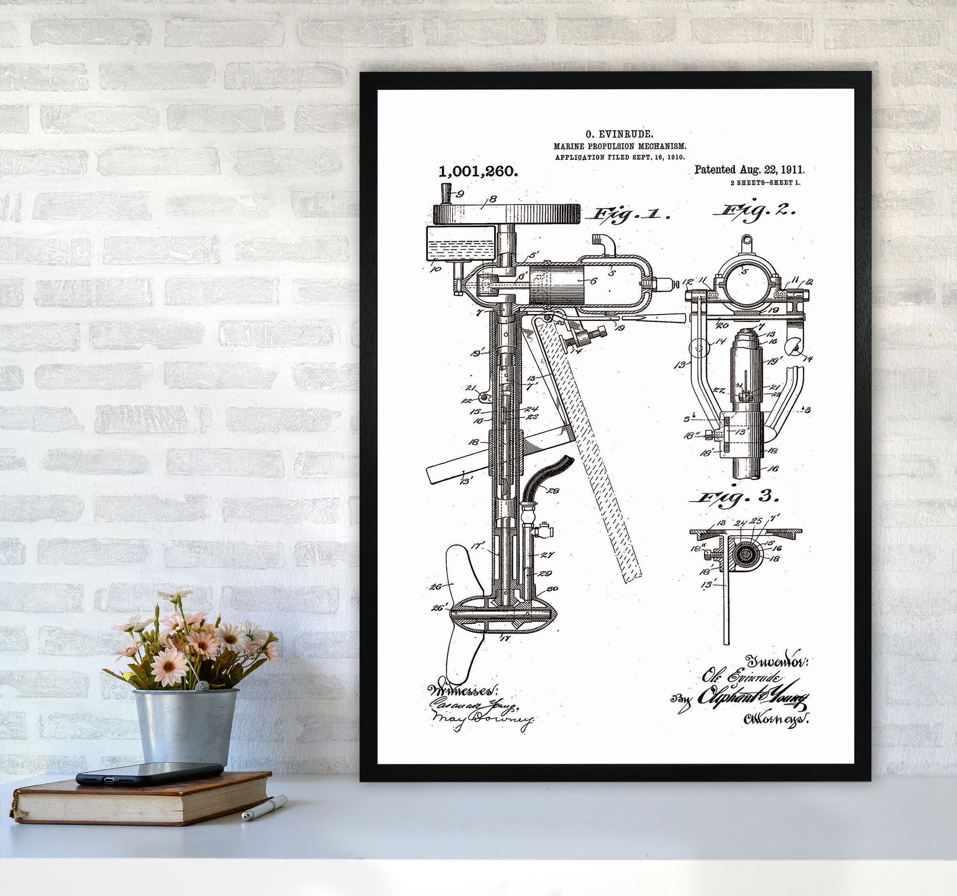 Outboard Boat Propeller Patent Art Print by Jason Stanley A1 White Frame