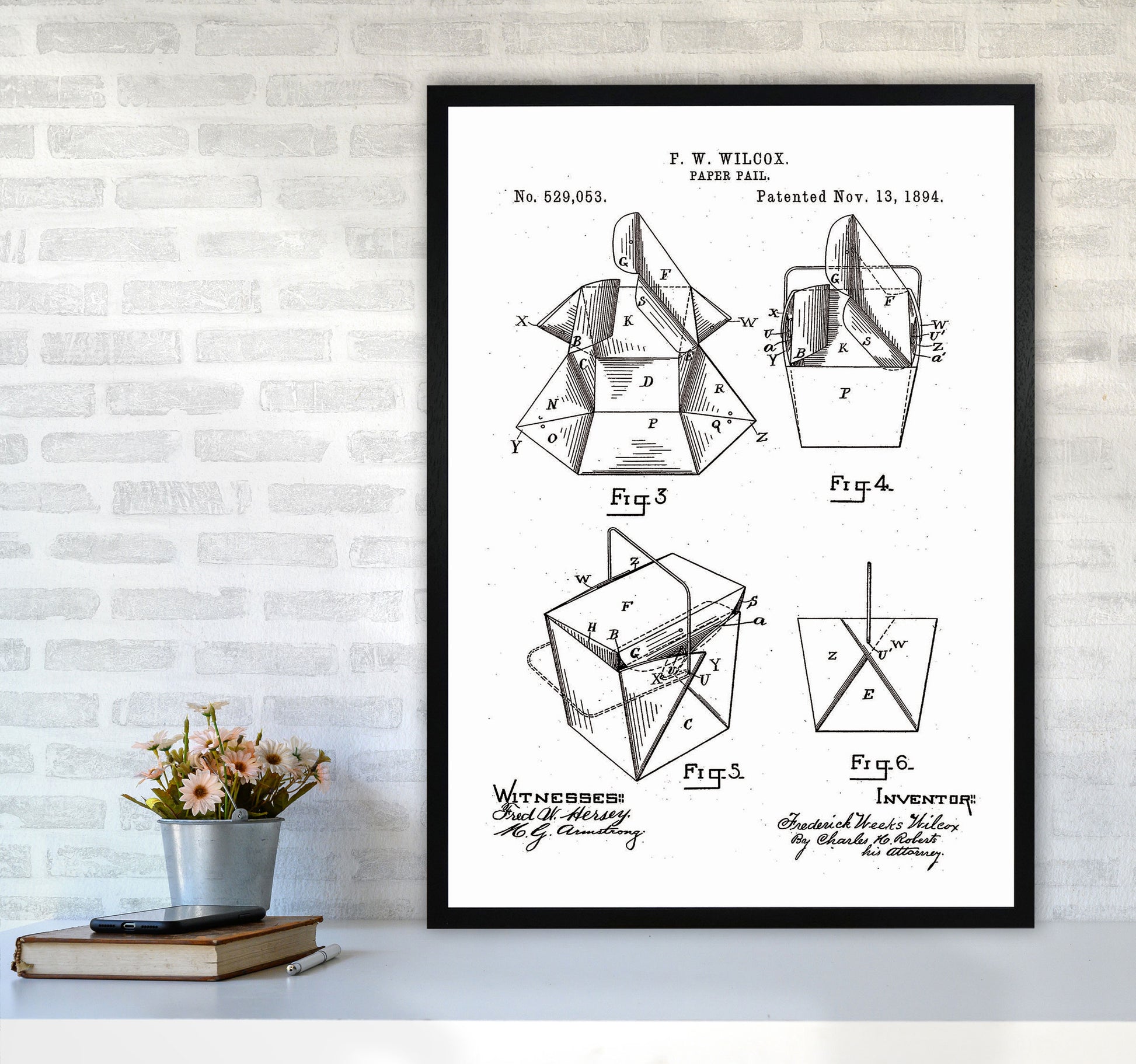 Chinese Take Out Box Patent Art Print by Jason Stanley A1 White Frame