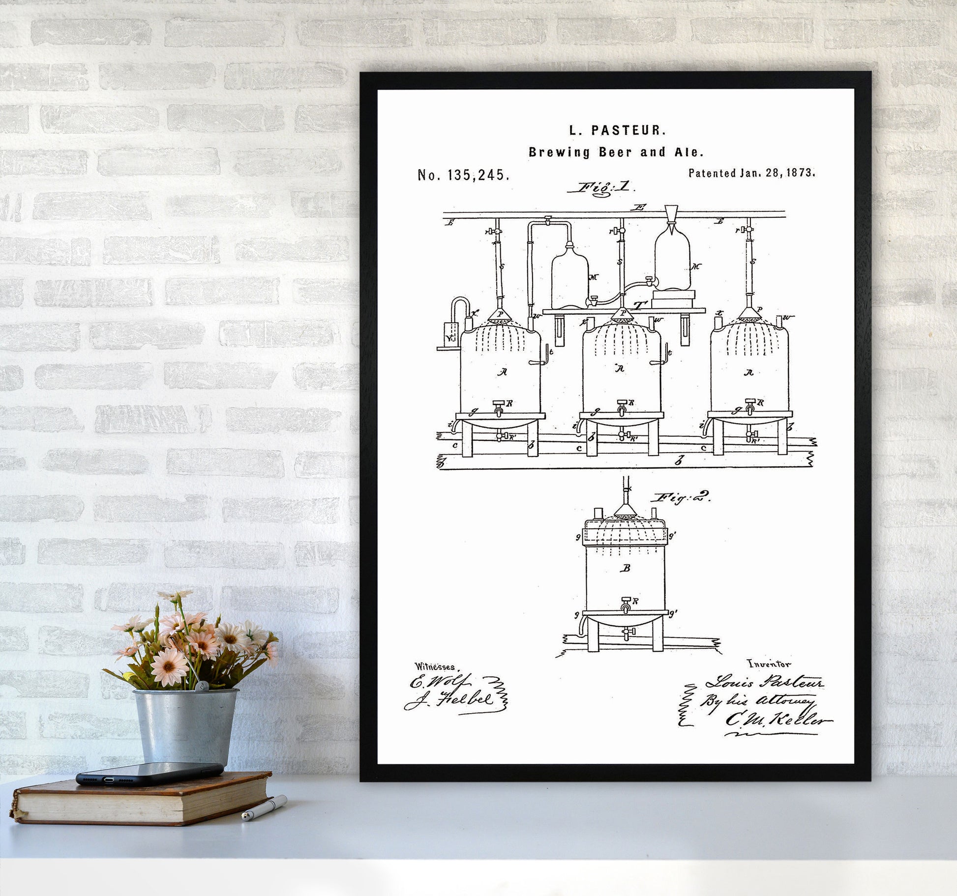Brewing Beer Apparatus Patent Art Print by Jason Stanley A1 White Frame