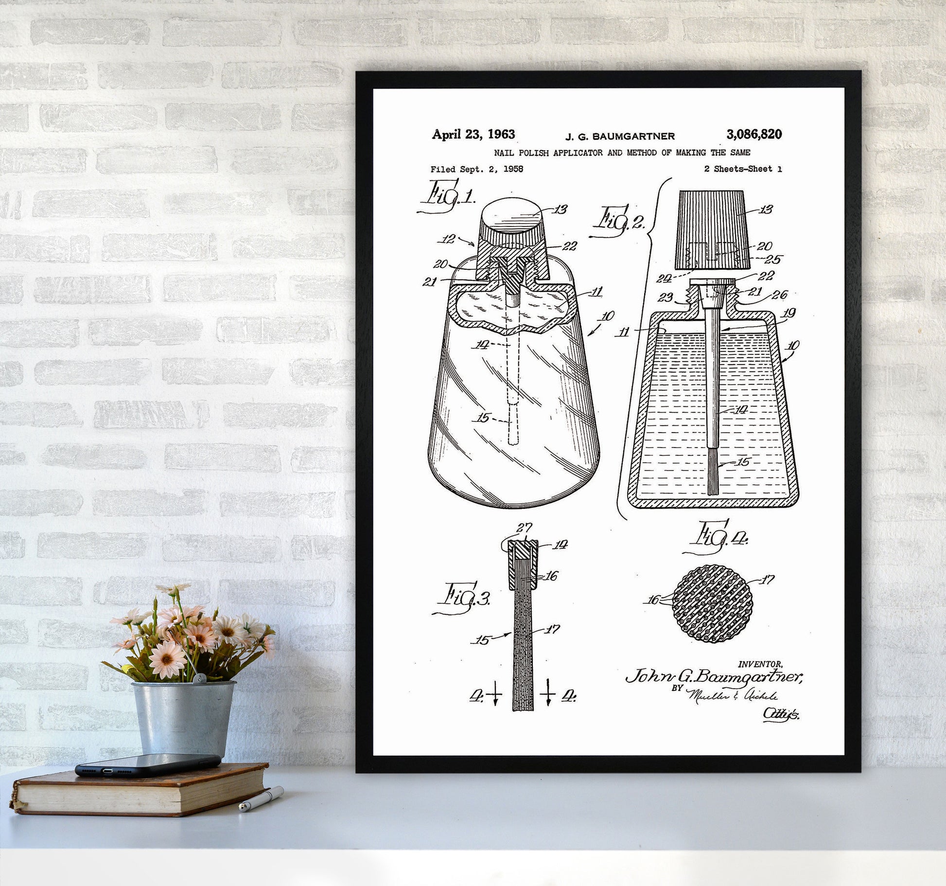 Nail Polish Applicator Patent Art Print by Jason Stanley A1 White Frame