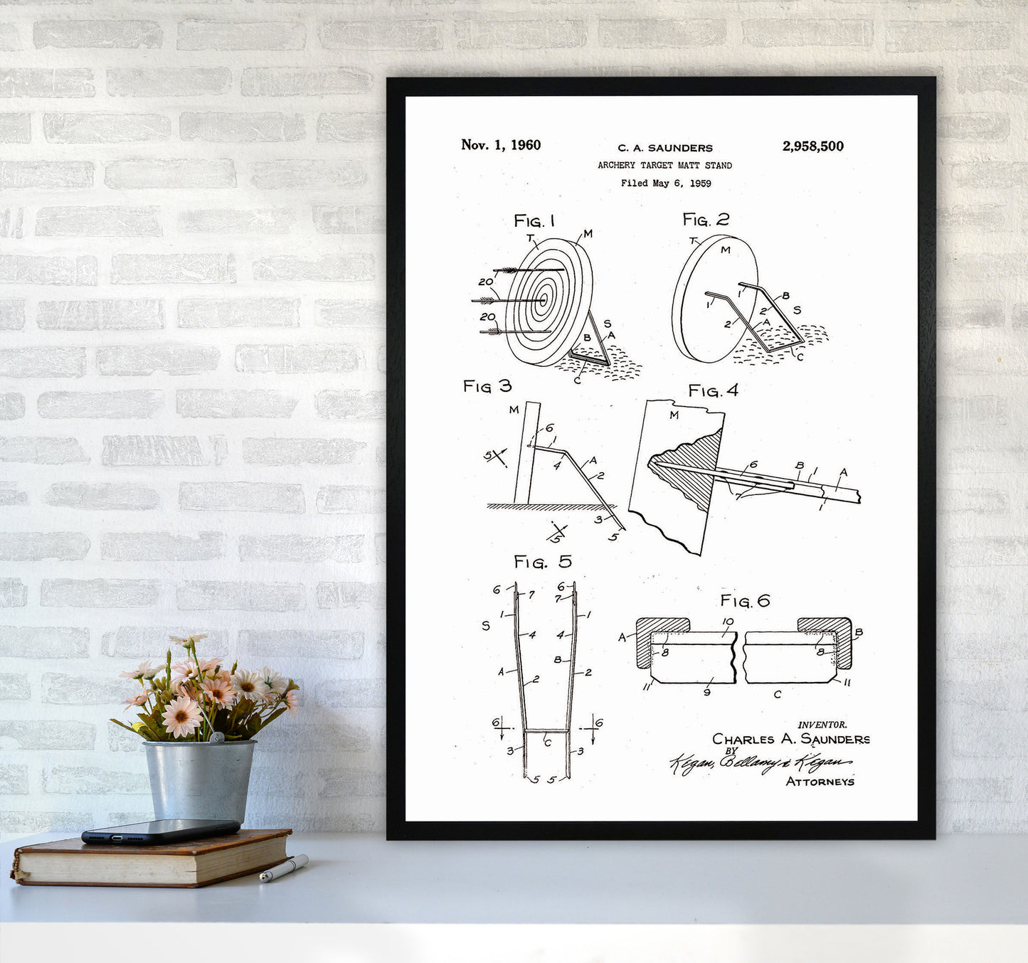 Archery Target Stand Patent Art Print by Jason Stanley A1 White Frame