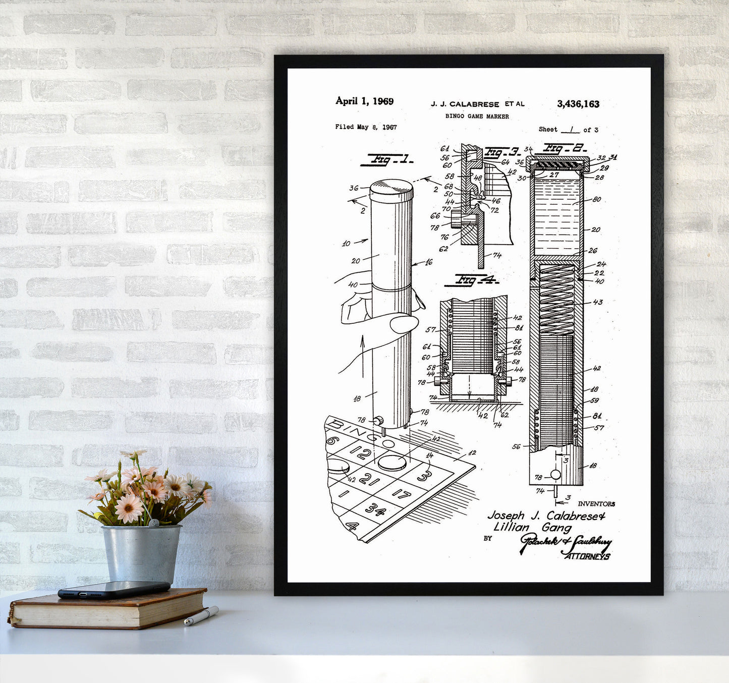 Bingo Game Marker Patent Art Print by Jason Stanley A1 White Frame