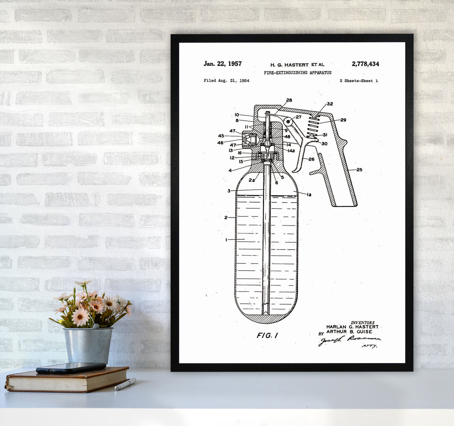 Fire Extinguisher Patent Art Print by Jason Stanley A1 White Frame