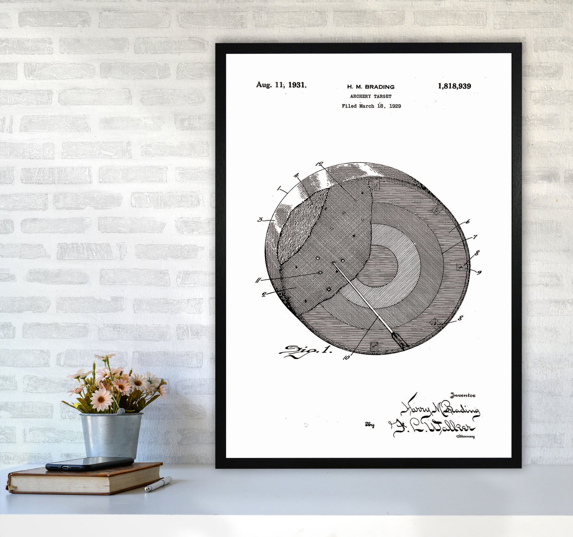 Archery Target Patent Art Print by Jason Stanley A1 White Frame