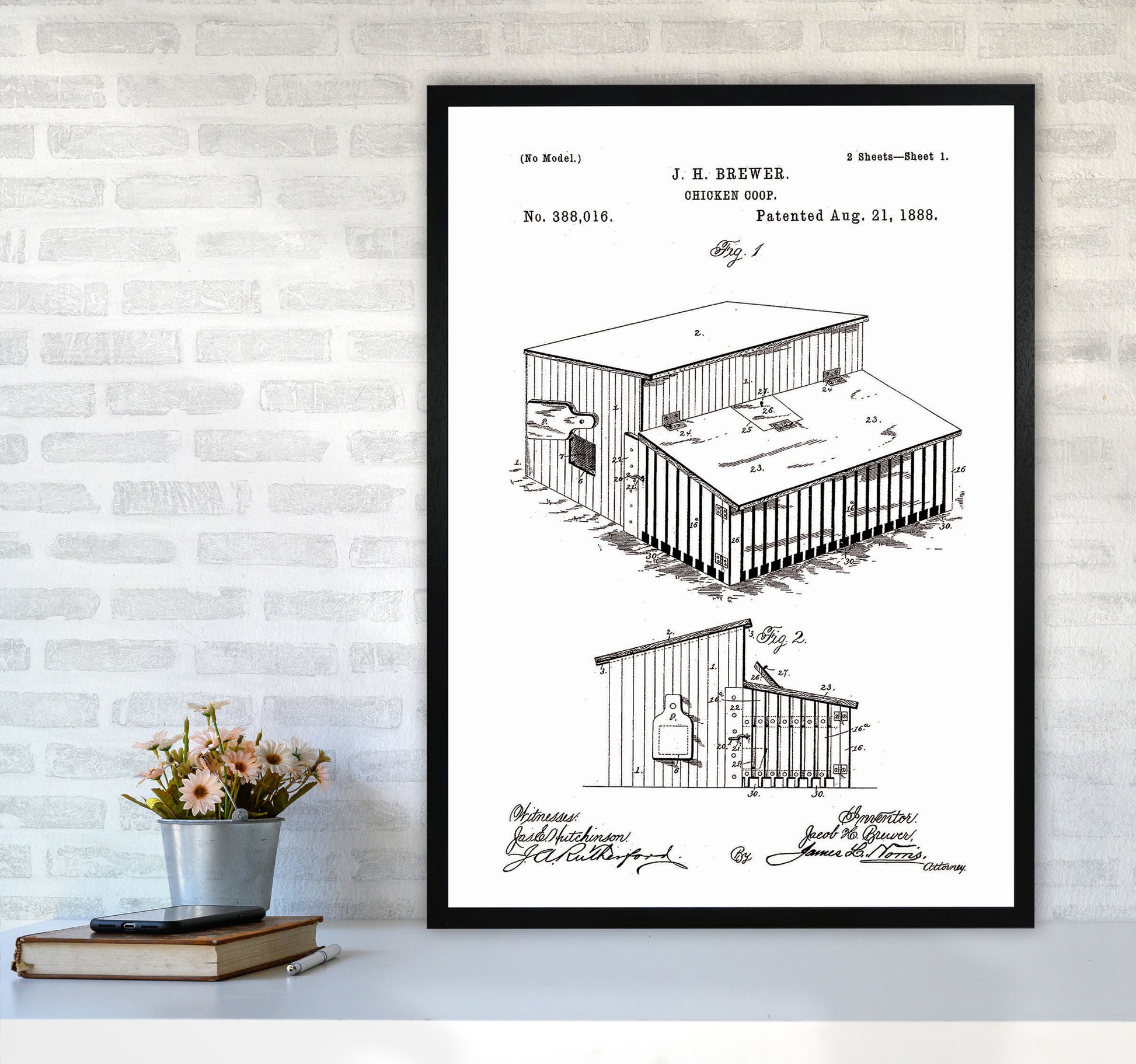 Chicken Coop Patent Art Print by Jason Stanley A1 White Frame