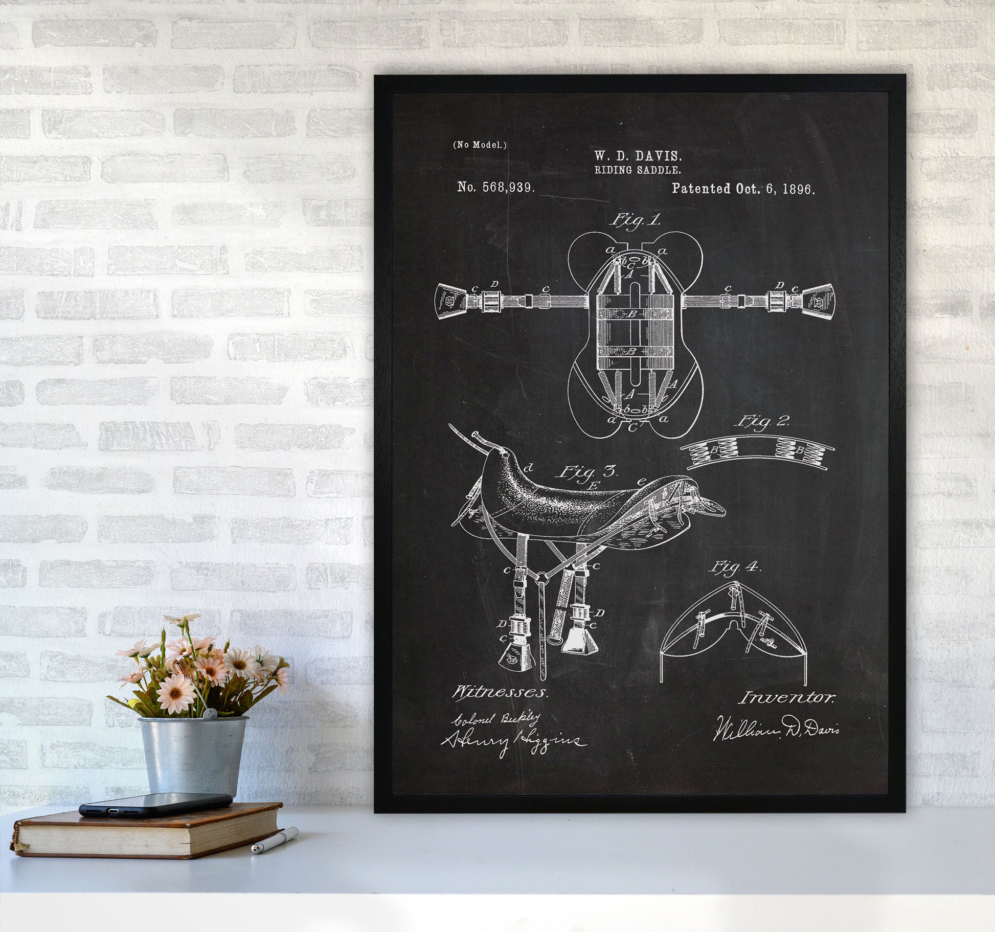 Riding Saddlepatent Art Print by Jason Stanley A1 White Frame