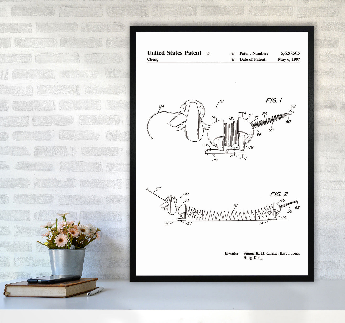 Slinky Dog Patent Art Print by Jason Stanley A1 White Frame
