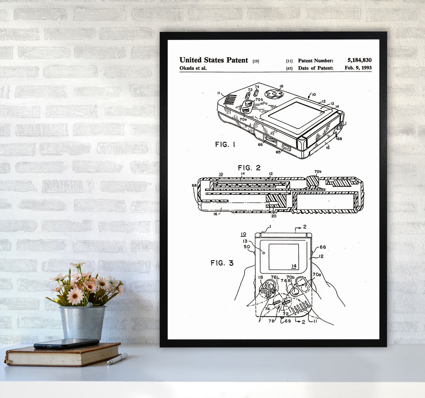 Gameboy Patent Art Print by Jason Stanley A1 White Frame