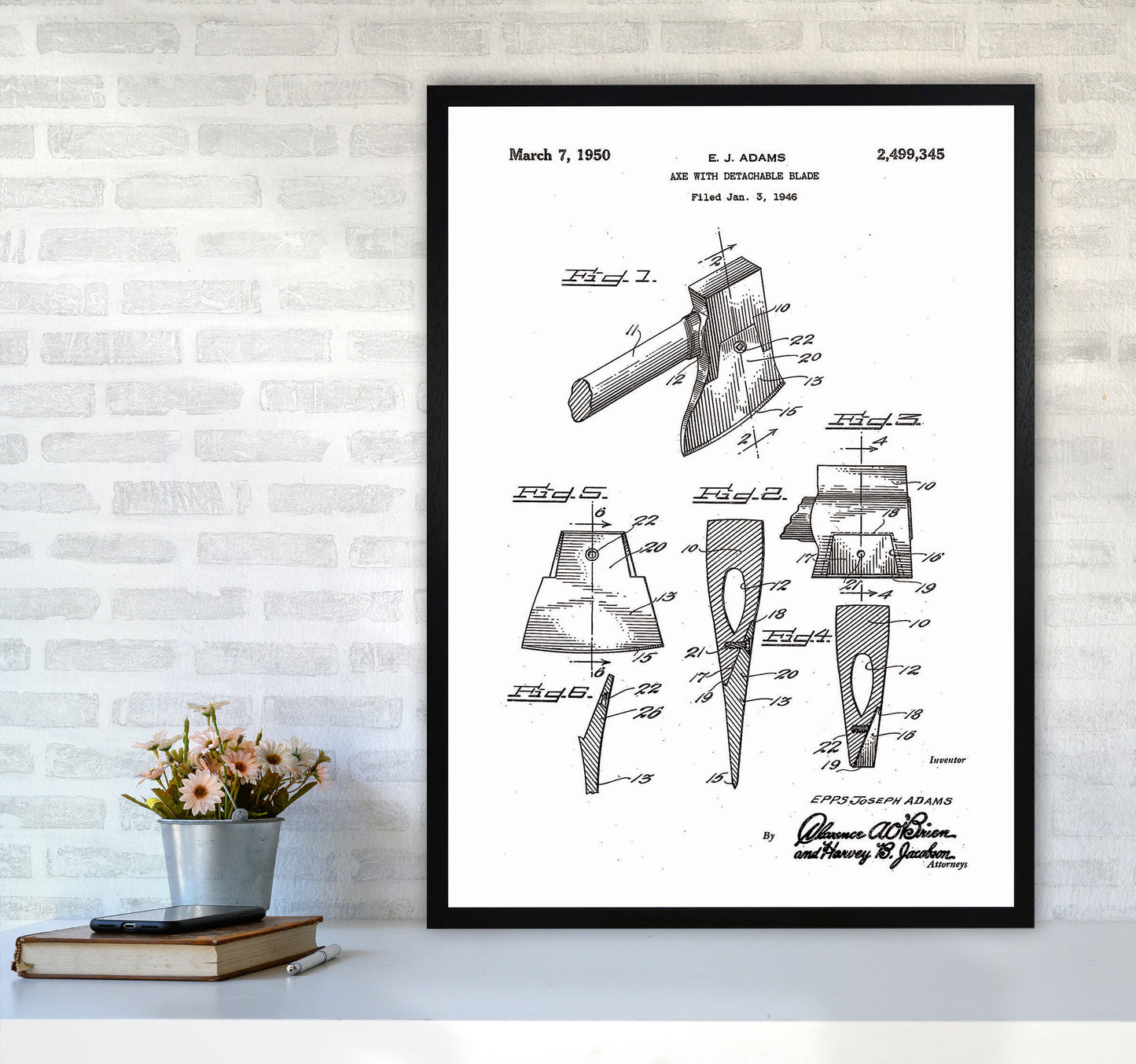 Axe Patent Art Print by Jason Stanley A1 White Frame