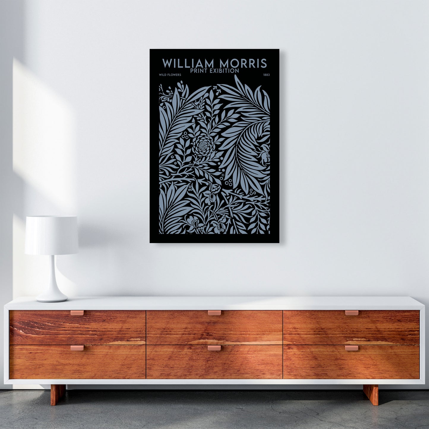 William Morris Print Exibition Black Art Print by Jason Stanley A1 Canvas