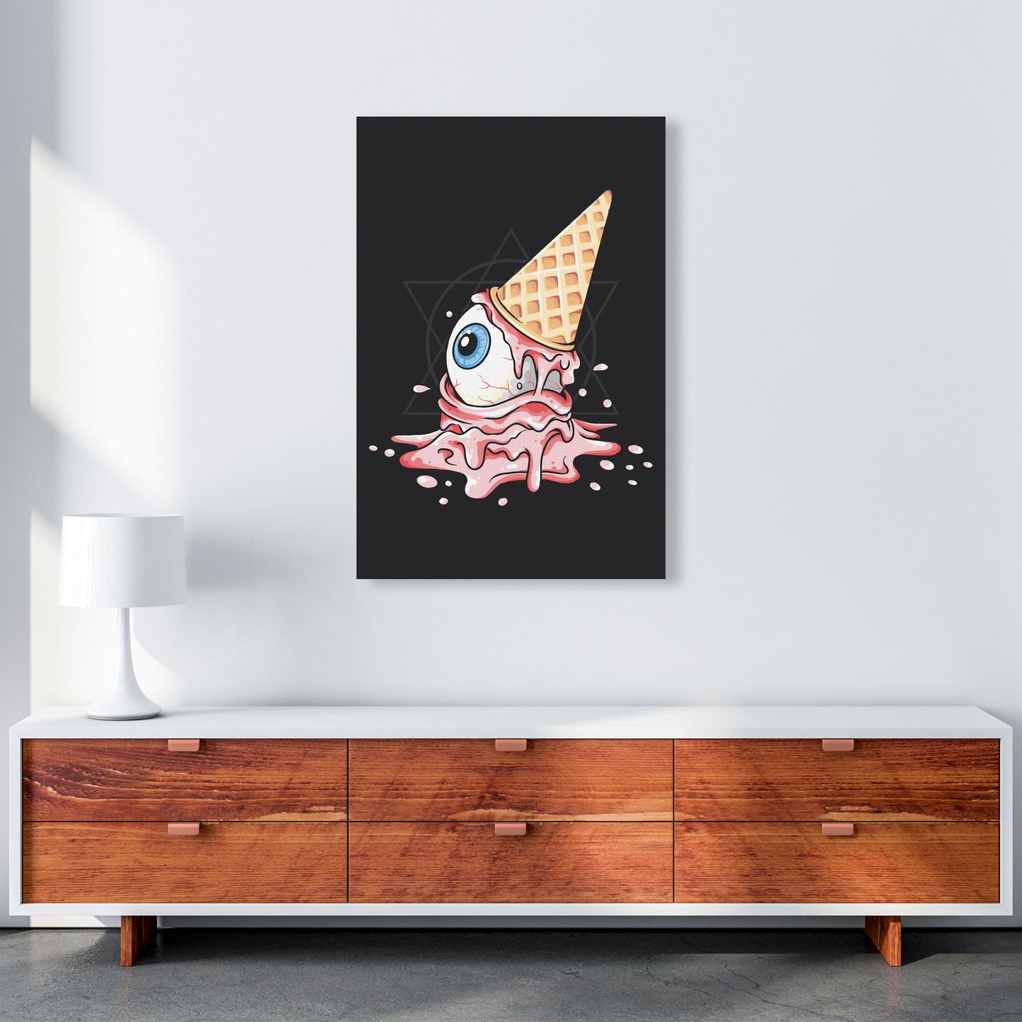 Strawberry Eyeball Icecream Art Print by Jason Stanley A1 Canvas