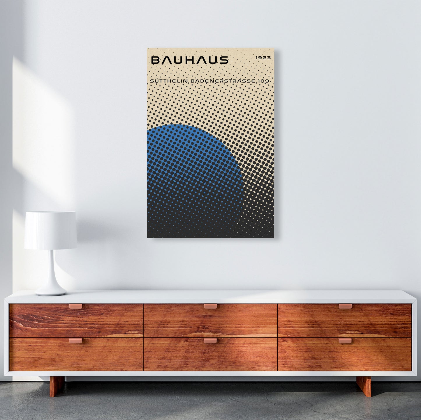 Bauhaus Geometric Blue Vibe Art Print by Jason Stanley A1 Canvas