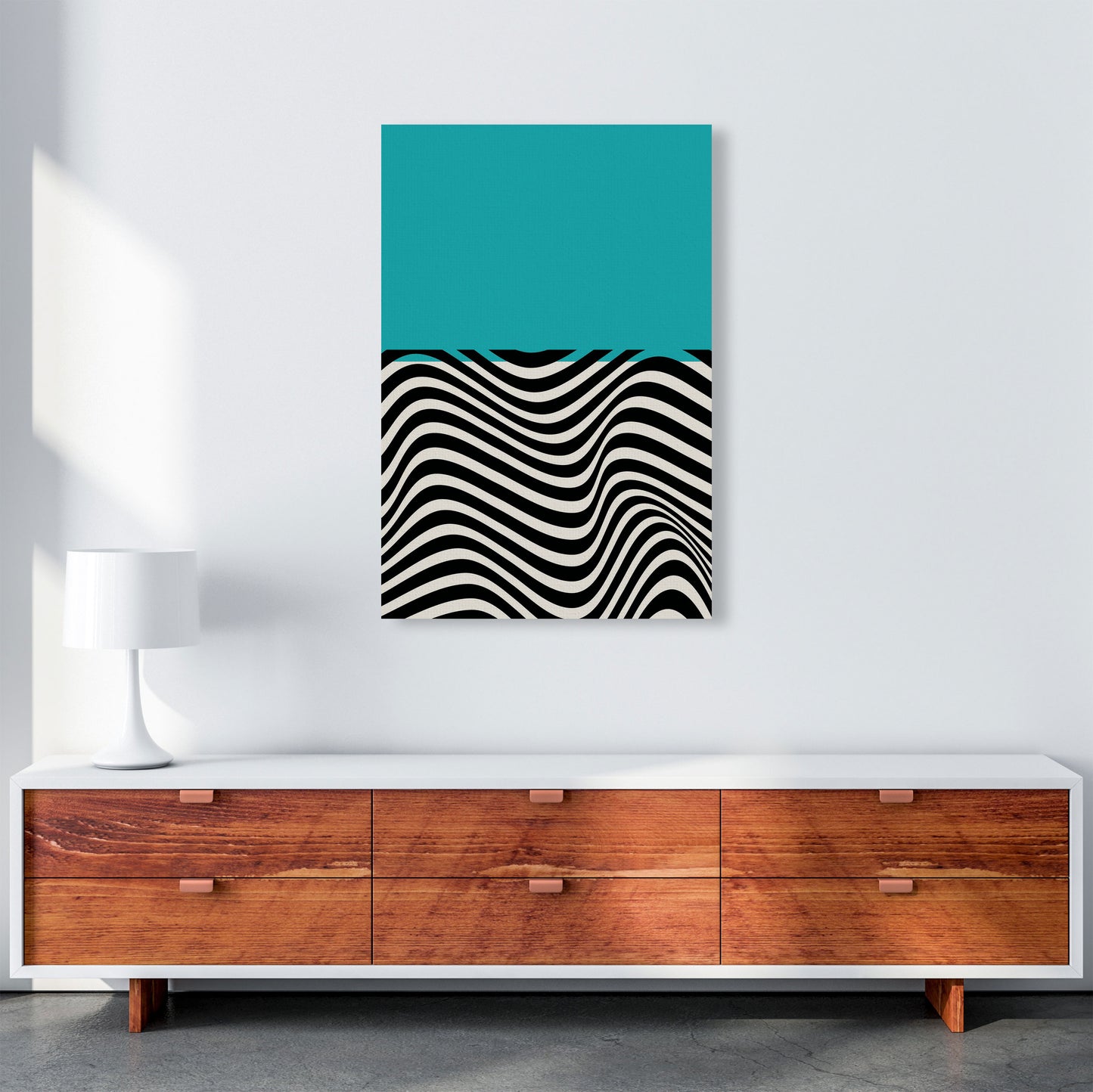 Minimal Abstract Blue Wave Art Print by Jason Stanley A1 Canvas