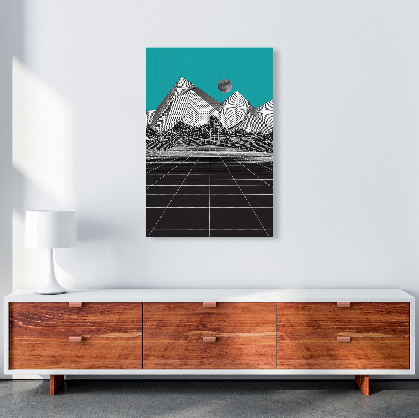 Moon Rise Blue Art Print by Jason Stanley A1 Canvas