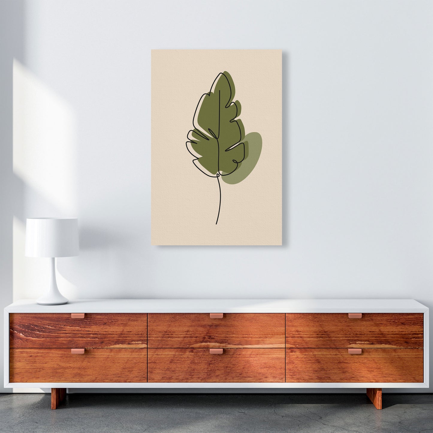 Abstract One Line Leaf Drawing III Art Print by Jason Stanley A1 Canvas