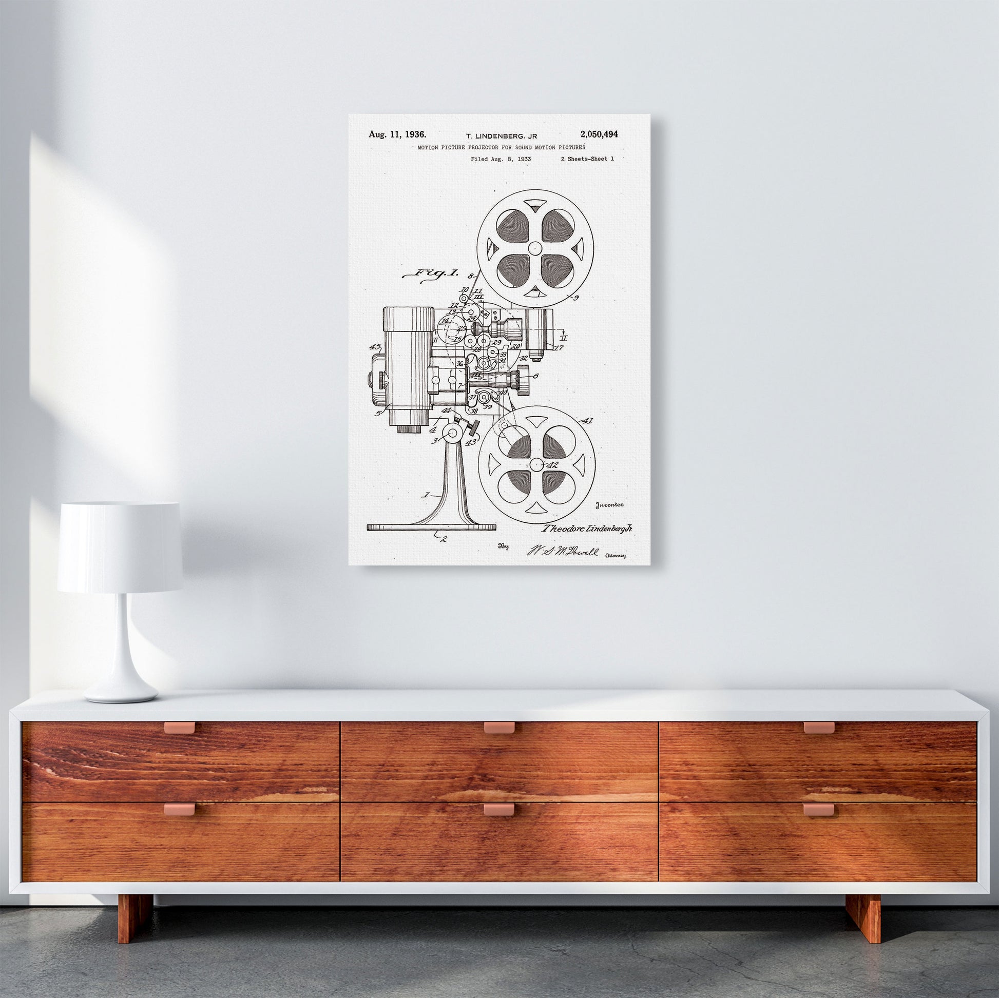 Motion Picture Projector Patent Art Print by Jason Stanley A1 Canvas