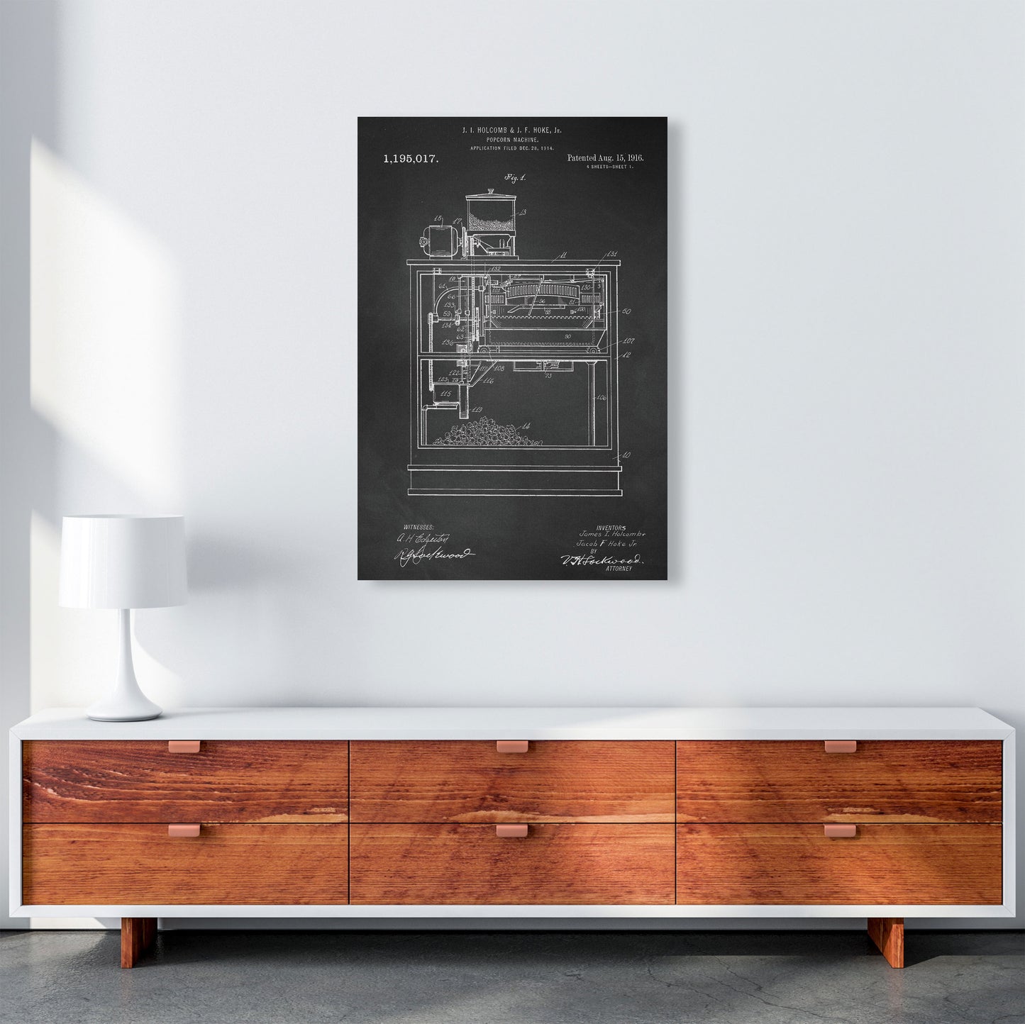 Popcorn Machine Patent- Chalkboard Art Print by Jason Stanley A1 Canvas