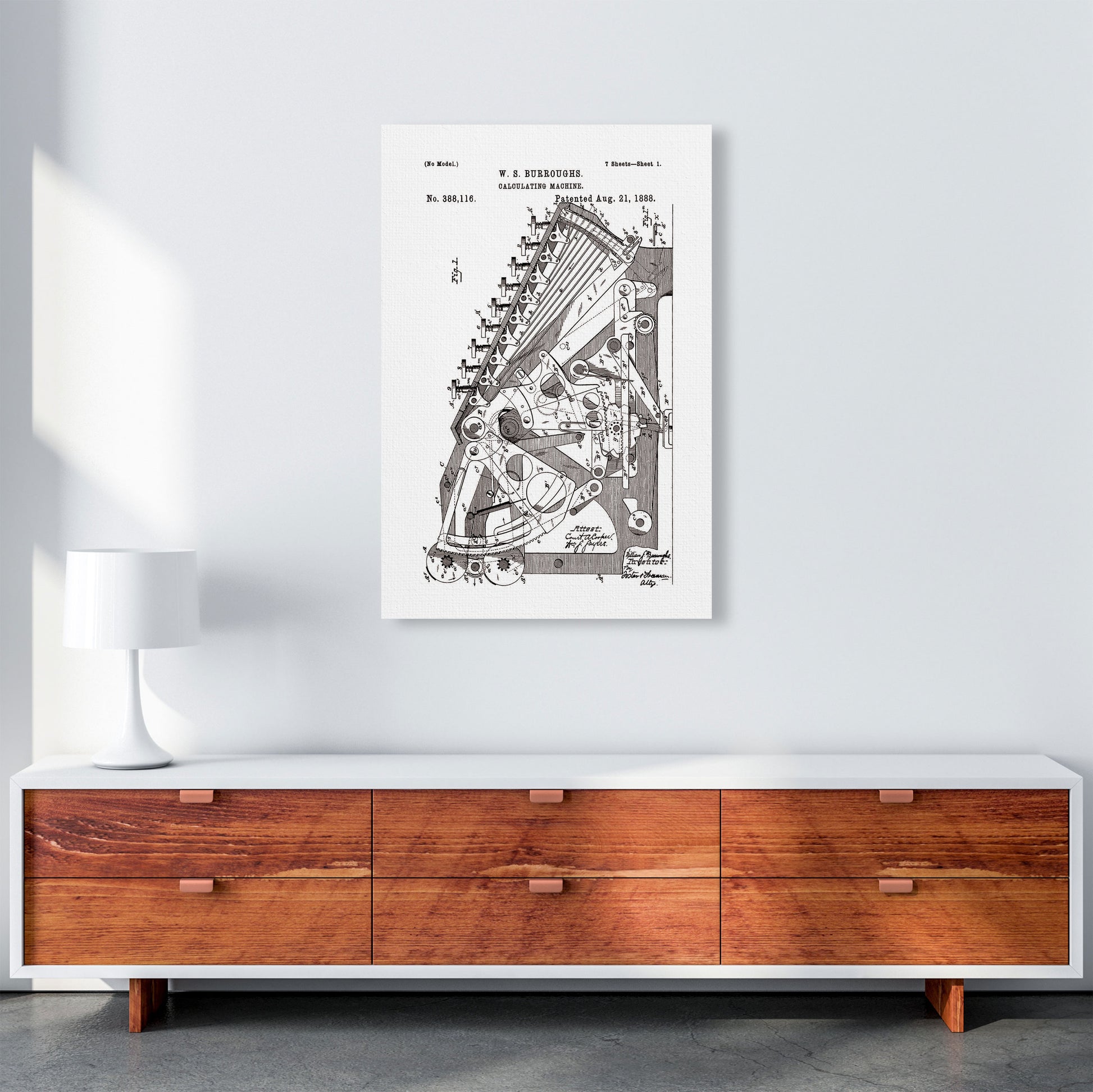 Calculating Machine Patent Art Print by Jason Stanley A1 Canvas