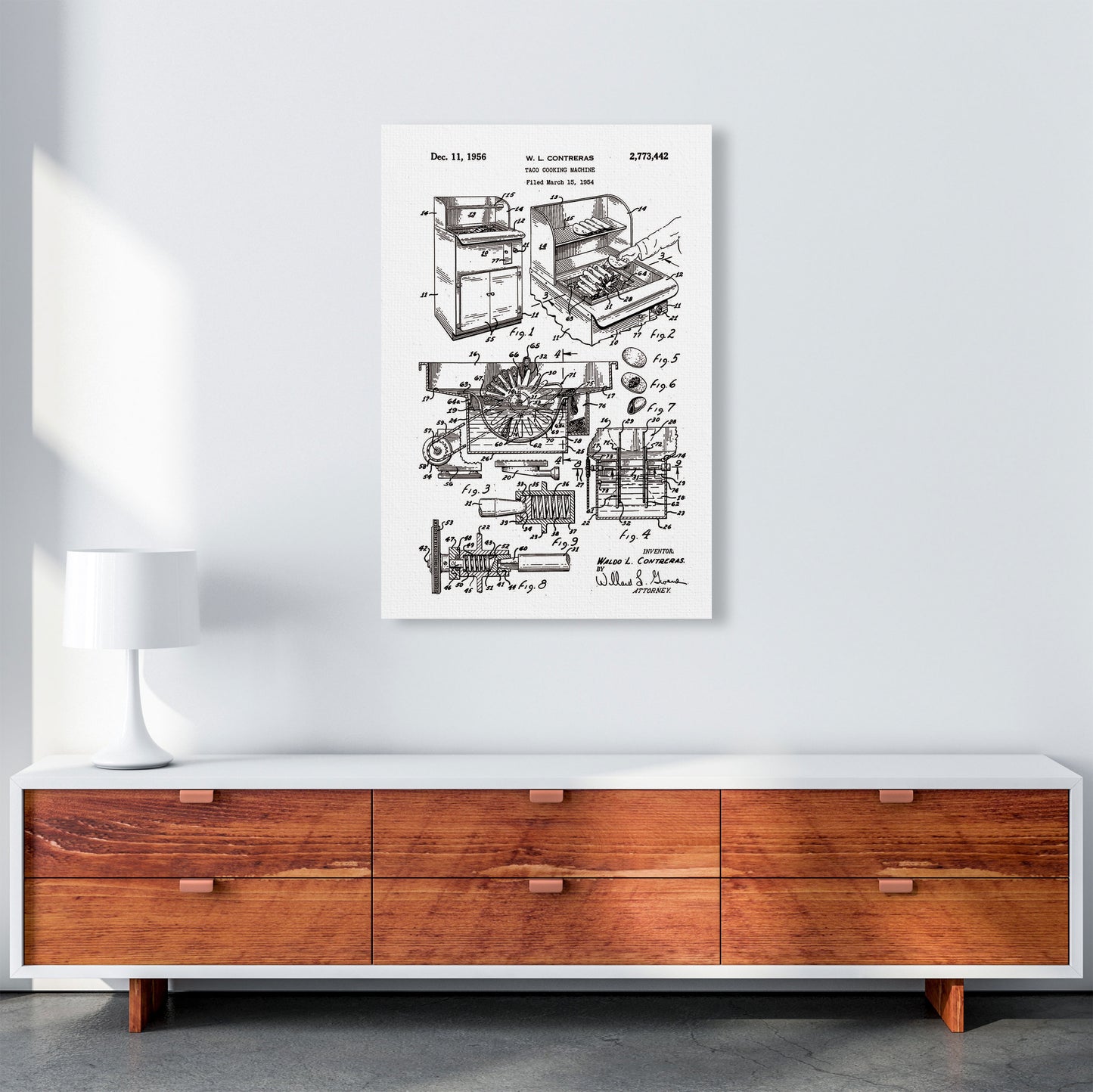 Taco Cooking Machine Patent Art Print by Jason Stanley A1 Canvas