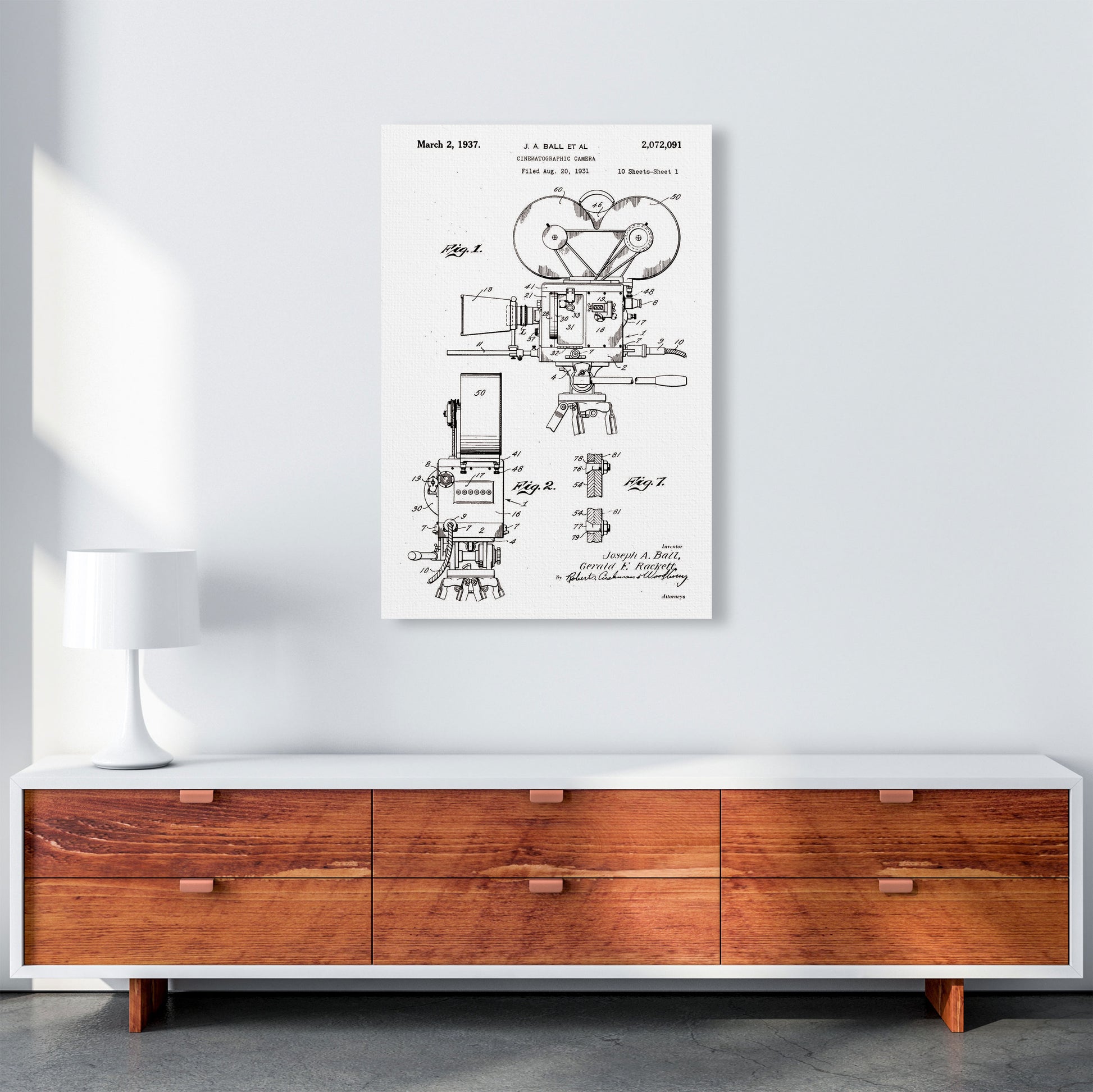 Cinema Camera Patent Art Print by Jason Stanley A1 Canvas