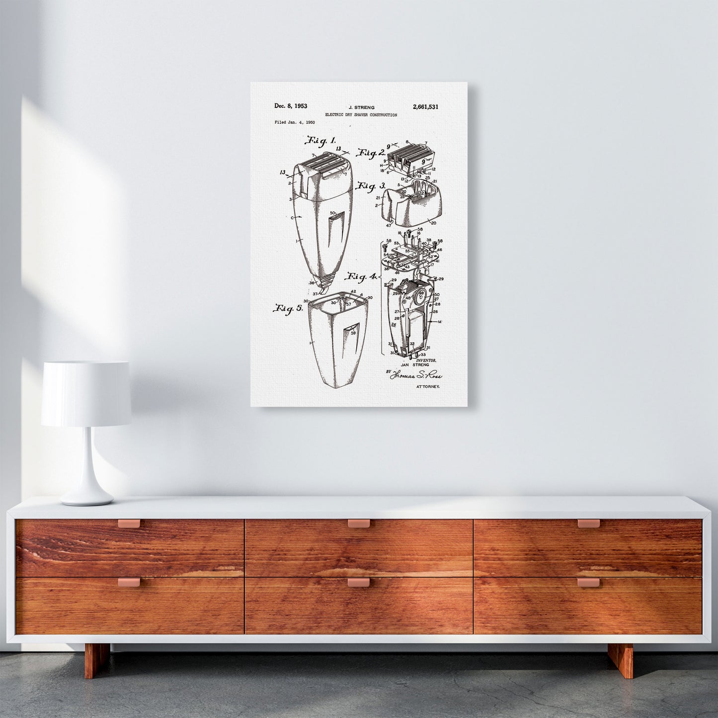 Electric Razor Patent Art Print by Jason Stanley A1 Canvas