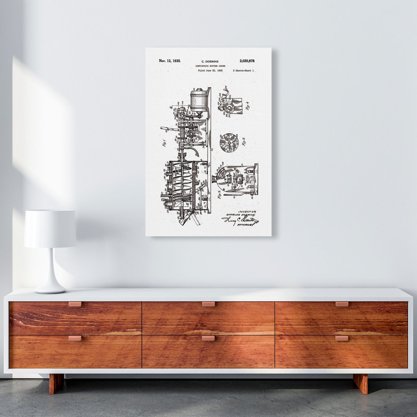 Butter Churn Patent Art Print by Jason Stanley A1 Canvas