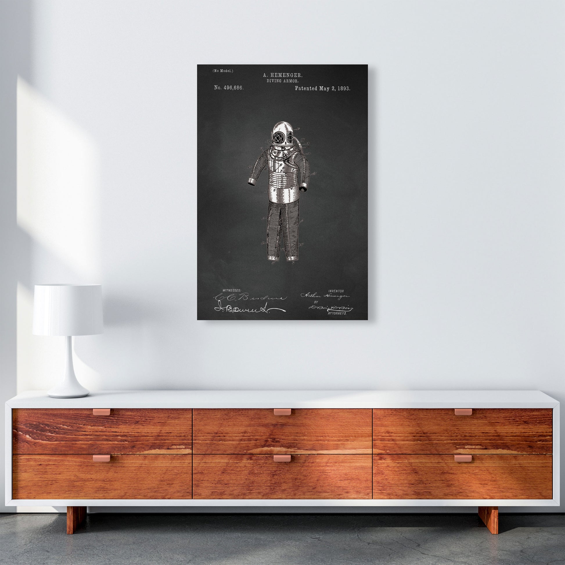 Diving Armor Patent Art Print by Jason Stanley A1 Canvas