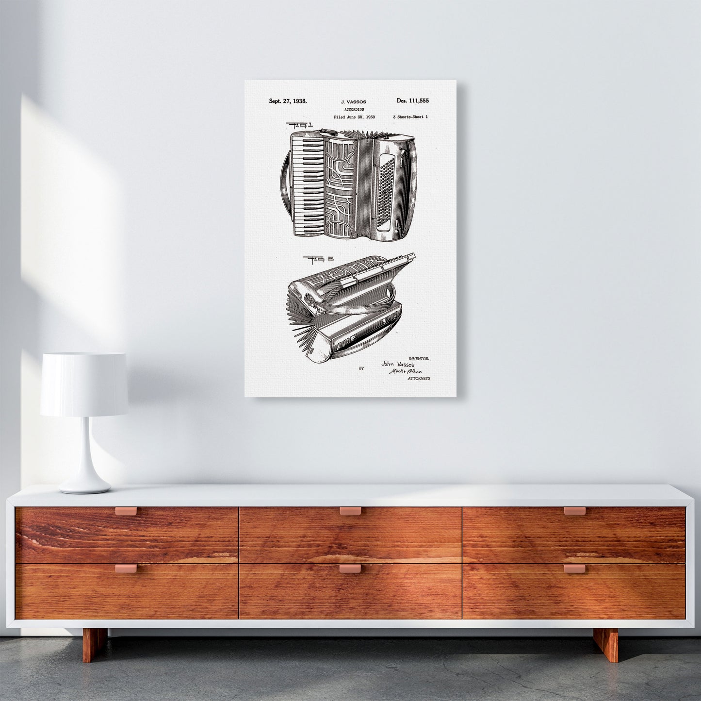 Accordian Patent Art Print by Jason Stanley A1 Canvas