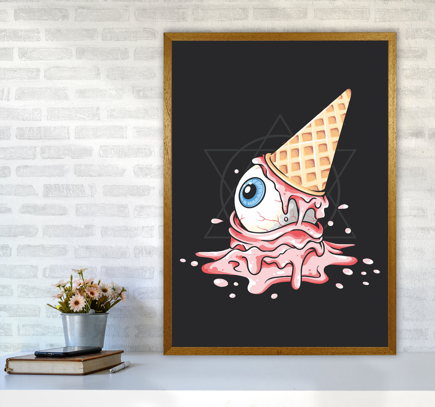 Strawberry Eyeball Icecream Art Print by Jason Stanley A1 Print Only