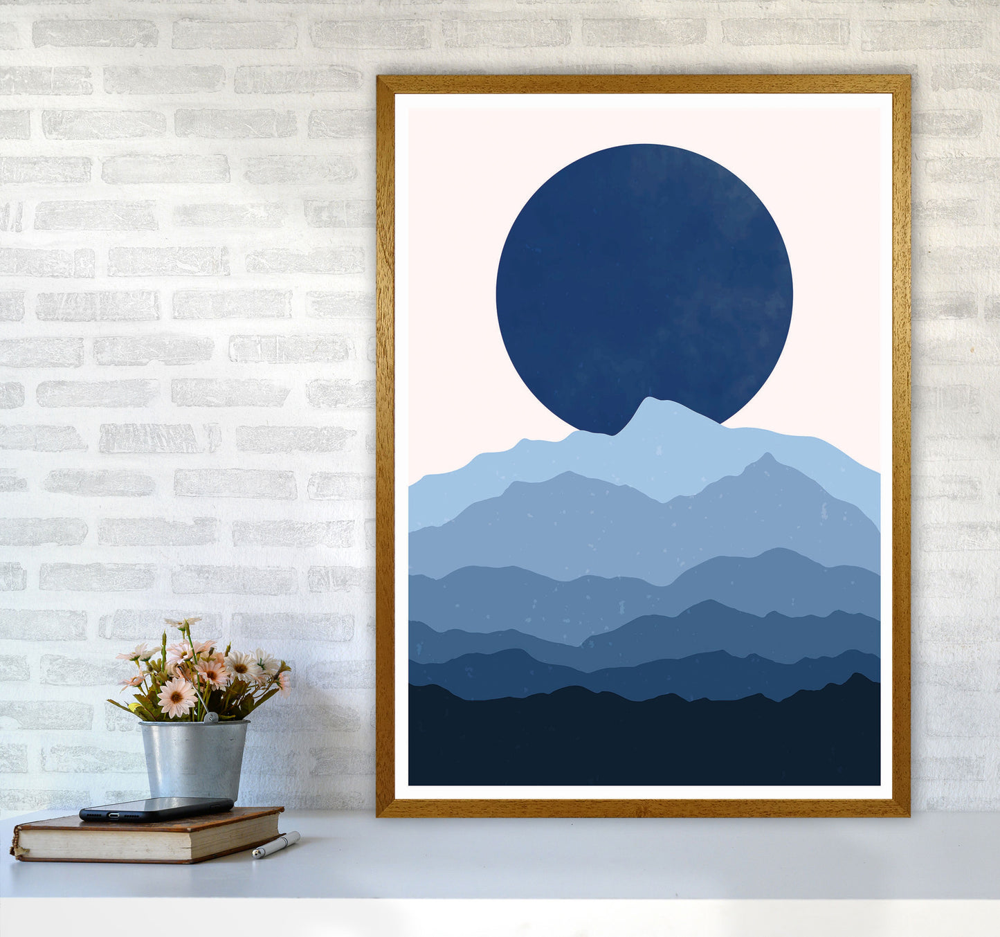 Blue Abstract Moonrise Art Print by Jason Stanley A1 Print Only