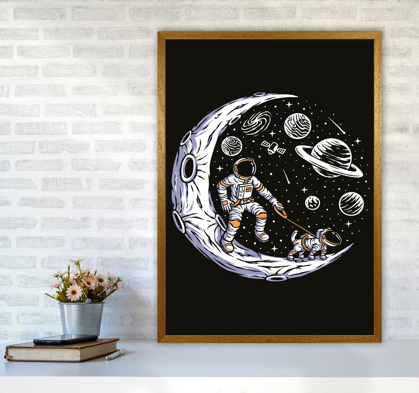 Doggie Moon Walks Art Print by Jason Stanley A1 Print Only