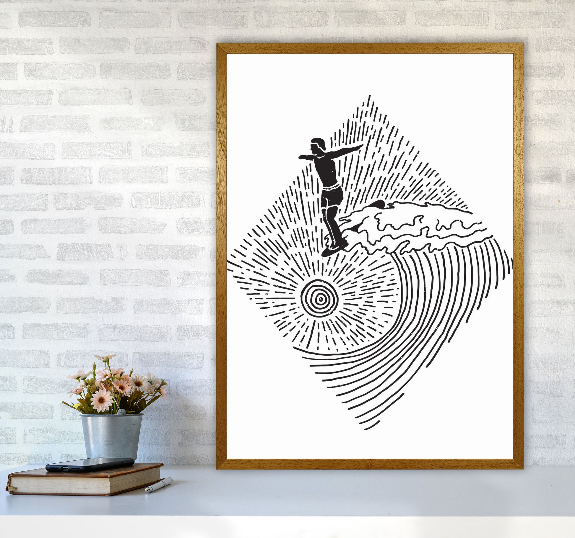 Surfer Line Drawing Art Print by Jason Stanley A1 Print Only